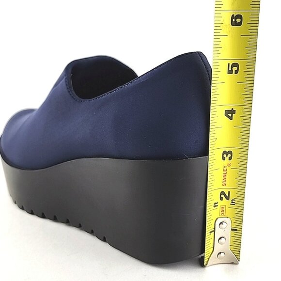 Donald Pliner Women's Cape Blue Black Wedge Platform Shoes Stretch Size 7.5M - Picture 16 of 16